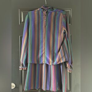 Vintage 80s Striped Multicolor Skirt Set